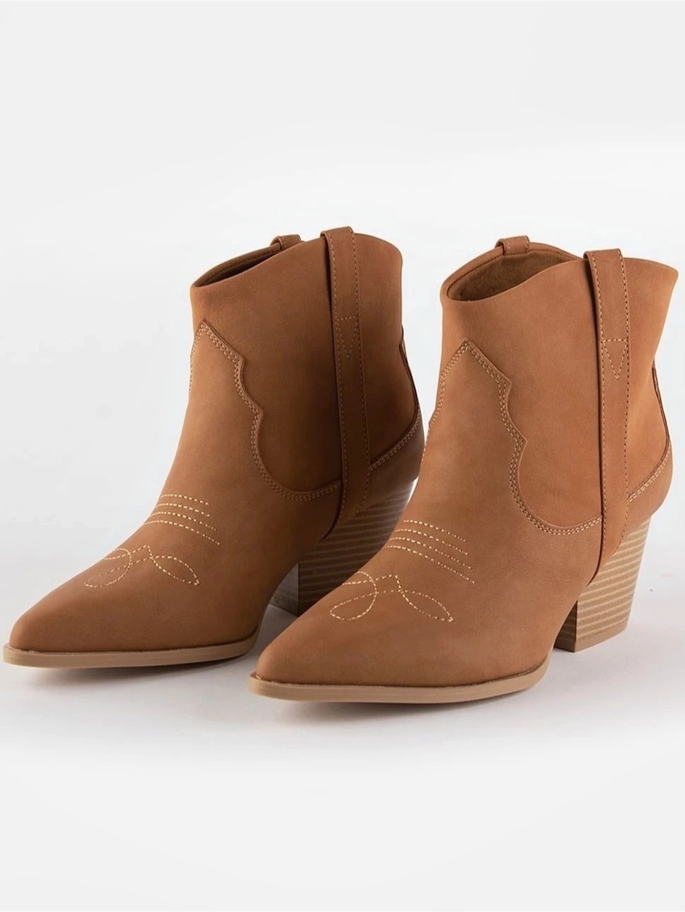 Women's Brown Embroidered Ankle Boots